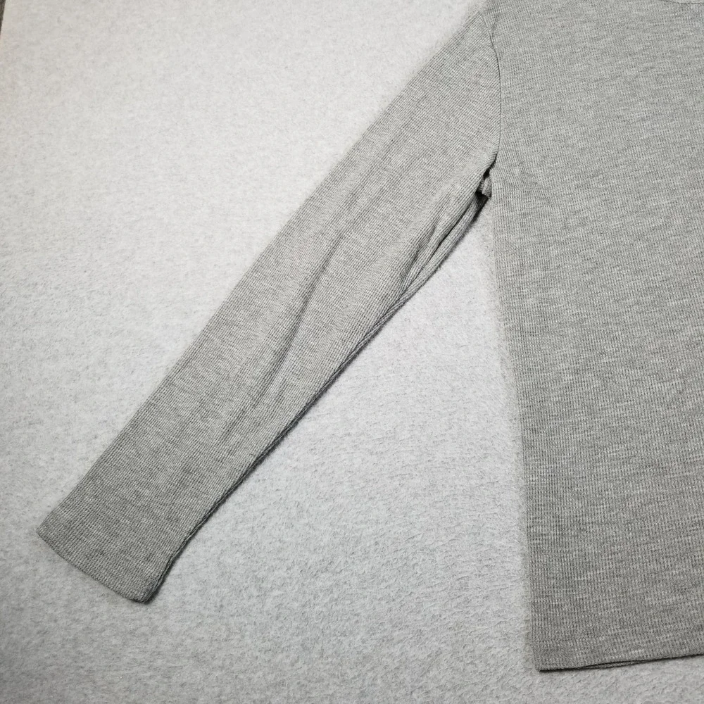 Geoffrey Beene Thermal Shirt Men Medium Gray Waffle Knit Long Sleeve See Through
